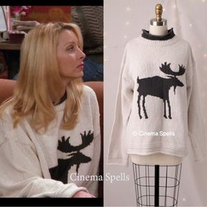 COPY - ASO Phoebe Buffay in Friends TV moose sweater in M 90s rare